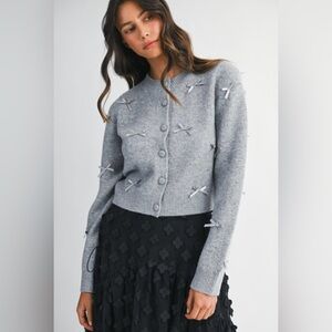 🆕🤍MABLE GRAY BOW CARDIGAN